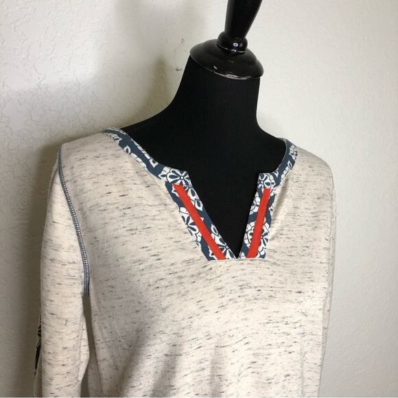 Hatley oatmeal marled navy orange trim knit tunic top size Small - Picture 2 of 15